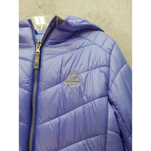 Gerry Puffer Jacket Girls Large Purple Nylon Long Sleeve Hooded Full Zipper Logo - Picture 5 of 9